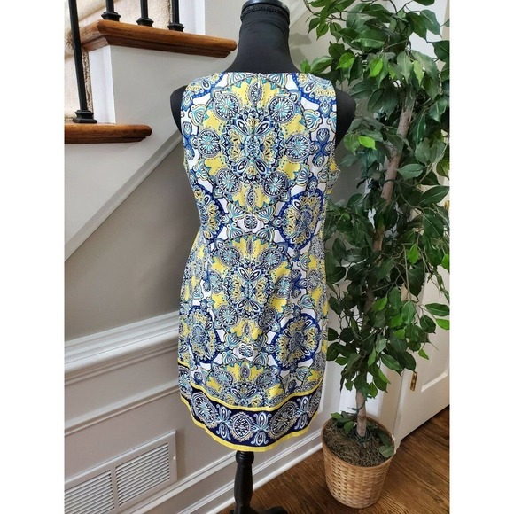 London Times Women's Multicolor Cotton Sleeveless Round Neck Knee Length Dress 6 - Picture 7 of 10